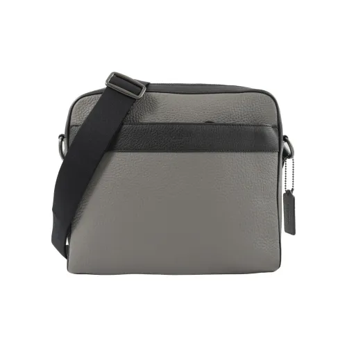 COACH Charles Матовый Камень Кожа Доска Доска Сумка через плечо Большая Мужская Серый и Черный