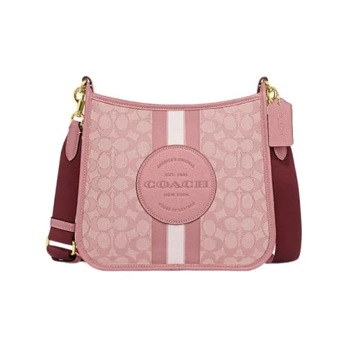 COACH Dempsey Ткань с коровьей кожей Сумка через плечо Большая Женская Розовая