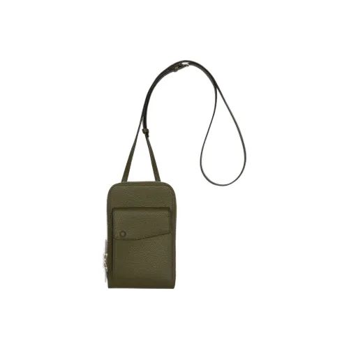Valextra Millepunte Телячья кожа Одно плечо Через плечо Чехол для телефона Женские Армейский зеленый