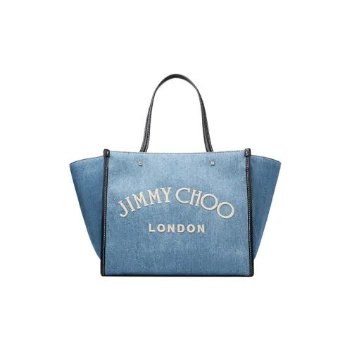 Jimmy Choo Denim Tote Bag Shopping Bag Shoulder Bag Handbag Women's Light Blue
