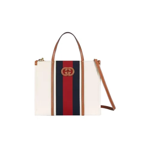 GUCCI Хлопок Холст Кожа Тоут Сумка Сумка для покупок Холст Сумка через плечо Сумка среднего размера Мужская