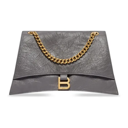 Balenciaga Crush Коровья кожа Портативная Сумка через плечо Сумка на плечо Женская Серого цвета