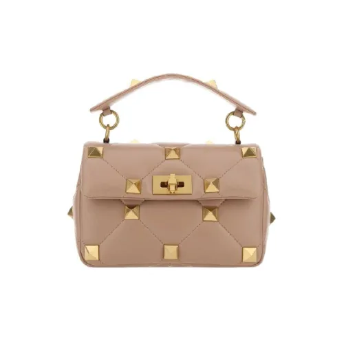 Valentino Roman Stud Овечья кожа Портативная Сумка через плечо Сумка на плечо Женская Коричневый Розовый