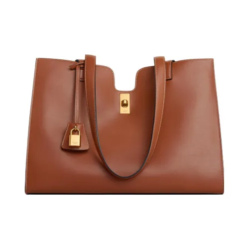 CELINE Cabas Гладкая Телячья Кожа Тоут Сумка Сумка для покупок Сумка через плечо Сумка Обычная Женская Коричневая