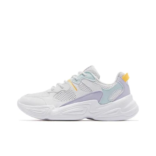 QIAODAN Slip-resistant Abrasion-resistant Lightweight Low-Top Casual Sports Shoes Women's White Yellow Purple QIAODAN Противоскользящий Устойчивый к износу Легкий Низкий Верх Повседневные Спортивные Кроссовки Женские Белый Желтый Фиолетовый