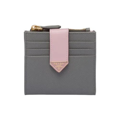 PRADA Saffiano кожа кошелек маленький женский цвет темно-сланцевый серый розовый