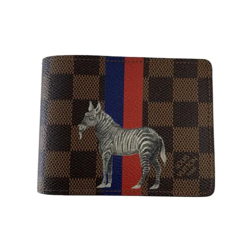 LOUIS VUITTON Покрытый холст с кожаными вставками держатель для монет кошелек мужская модель коричневый