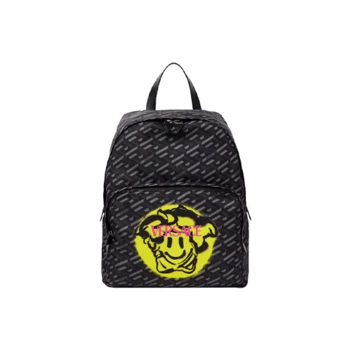 VERSACE Ткань Рюкзак Стандартный Мужской Черный Серый Желтый