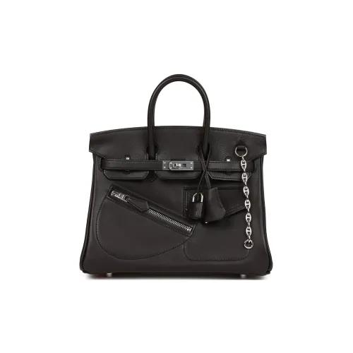 HERMES Birkin Кожа Evercolor Коровья кожа Сумка Birkin Сумка 25 Женская Черная