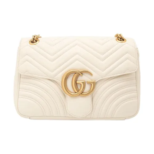GUCCI GG Marmont Quilted Кожа Сумка через плечо Средний Женская Белая