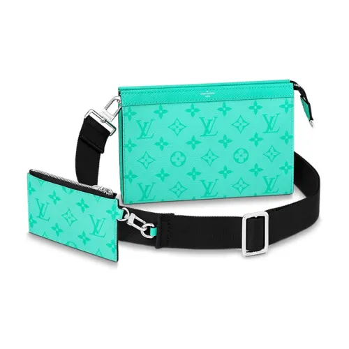 LOUIS VUITTON Холст и кожа Сумка через плечо Кошелек Мужской Зеленый