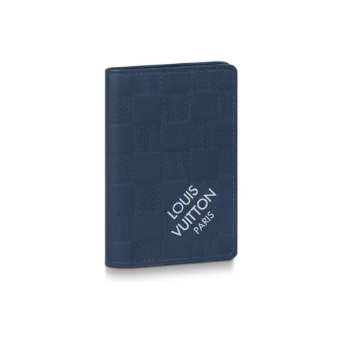 LOUIS VUITTON Холст и кожа Держатель для карт Мужской Темно-синий