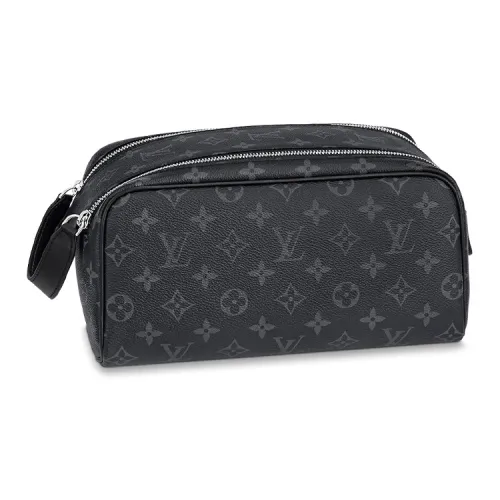 LOUIS VUITTON Dopp Kit Покрытый холст с промытой тканью мешок для хранения сумка для туалетных принадлежностей стандартная мужская черная