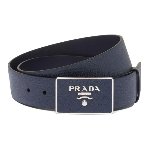 PRADA Кожаные ремни Темно-синий Синий Мужской