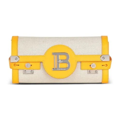 BALMAIN B Buzz Коровья кожа Одно плечо Через плечо Клатч Обычный Женский Экрю Желтый