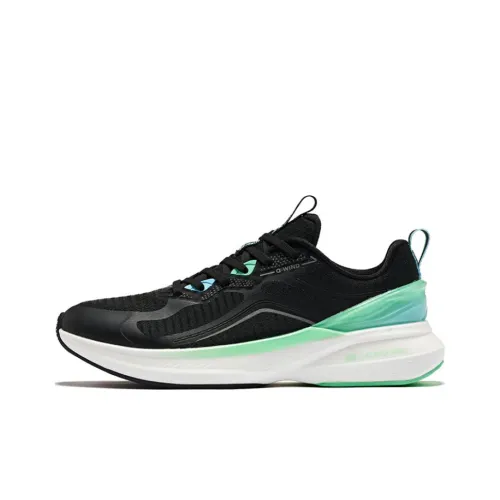 QIAODAN Popularity 12 Амортизирующие кроссовки Slip-resistant Low Top для бега Мужские Черный Aurora Green