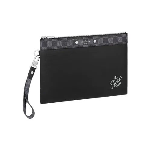 LOUIS VUITTON Маленькая сумочка To Go из коровьей кожи с графитовым цветом холста клатч стандартный мужской черный