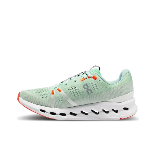 On Cloudsurfer Дышащие Низкие Кроссовки для Бега Женские Зеленые Белые