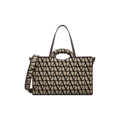 Valentino Кожа Тоут Сумка Сумка для покупок Сумка через плечо Сумка Мужская Бежевая Черная