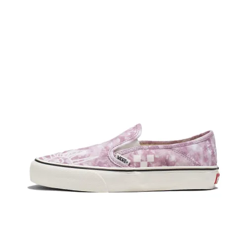 Vans Slip On Tie Dye VR3 SF Устойчивые к истиранию Низкие Скейтборд Кроссовки Унисекс Розовые Белые