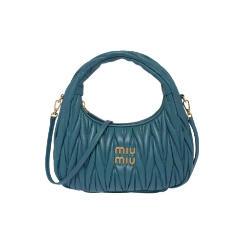 MIU MIU Wander series Мягкая сумка из овечьей кожи женский морской синий