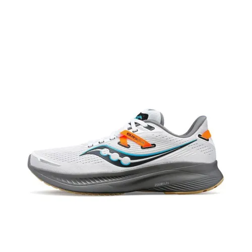 Saucony Guide 16 Амортизаторы Slip-resistant устойчивые к истиранию Низкий топ Повседневные беговые кроссовки Мужские Серый Оранжевый