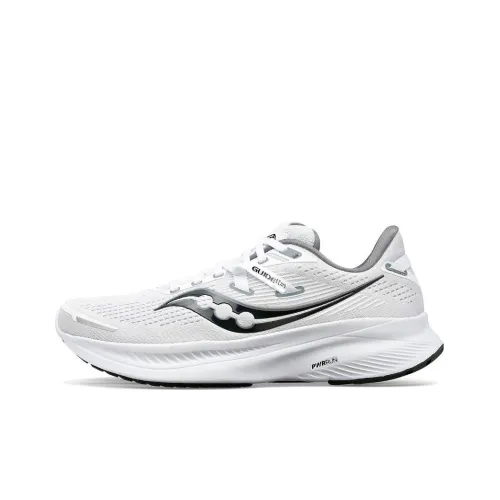Saucony Guide 16 Противоскользящий и Устойчивый к Износу Поддержка Низкий Верх Беговые кроссовки Мужские Белый Серый
