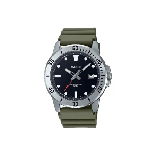 Коллекция CASIO Кварцевый механизм Смольный ремешок Часы Мужские Черный циферблат MTP VD01 3EV