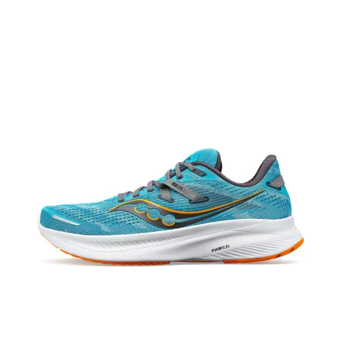 Saucony Guide 16 Guide 16 Противоскользящие Устойчивые к истиранию Дышащие Низкие Беговые кроссовки Мужские Синие Серые Широкая посадка