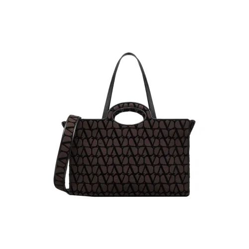 Valentino Кожа Тоут Сумка Сумка для покупок Сумка через плечо Сумка Мужская Темно-Кофейный Черный