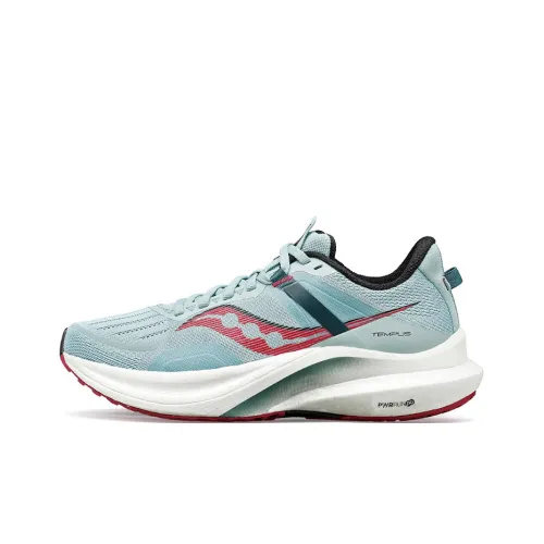 Saucony Tempus TanTu 1 Амортизаторы Shock Absorbers Противоскользящие Устойчивые к истиранию Низкий Топ Беговые кроссовки Женские Зеленый красный