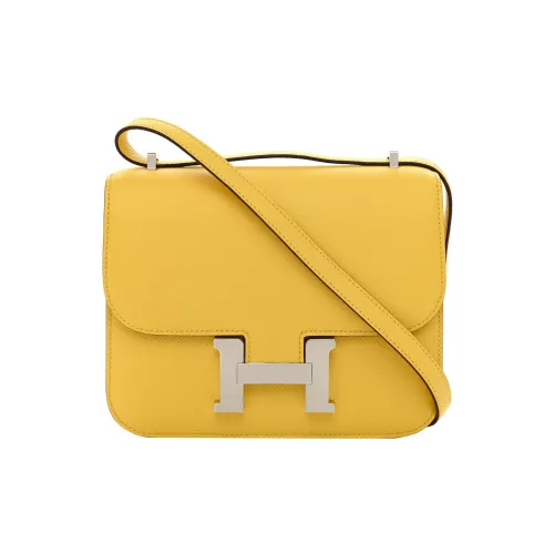 HERMES Constance Эпсомская кожа Сумка через плечо Мини Женская 9O Jaune DE Неаполитанский желтый