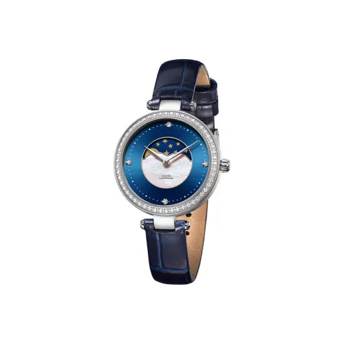 Beijing Кварцевый механизм нержавеющая сталь ремешок часы женские синий циферблат