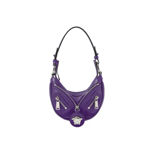 VERSACE Телячья кожа Бродяга Байкер Подмышечный Сумка на плечо Сумка Маленькая Женская Фиолетовая