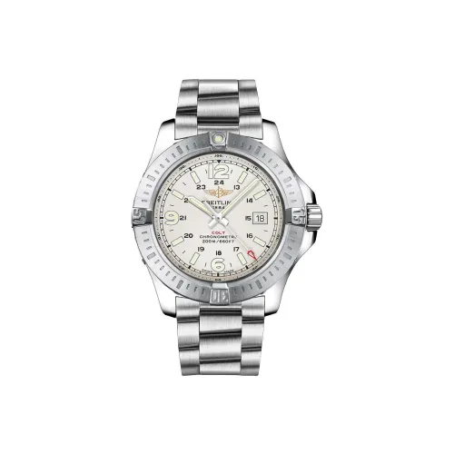 Breitling Кварцевый механизм Мужские часы Часы 44 мм Серебристый циферблат Корпус из нержавеющей стали Ремешок из нержавеющей стали