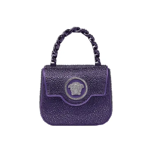 VERSACE La Medusa Тутовый шелк Сумка через плечо Сумка Mini Женская Темно-фиолетовая