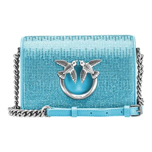 PINKO Натуральная кожа сумка через плечо из коровьей кожи мини женская светло-синяя