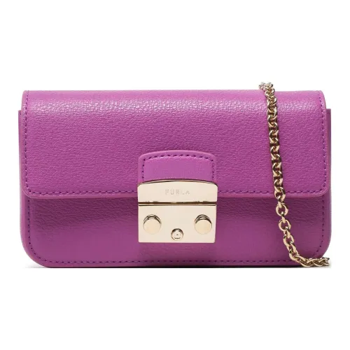 Furla Metropolis Collection Гладкая кожа Сумка через плечо Маленькая Женская Фиолетовая