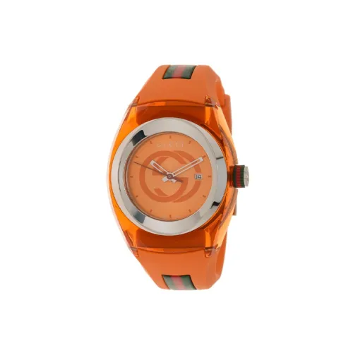 GUCCI Кварцевые часы резиновый ремешок 36 мм апельсиновый циферблат унисекс