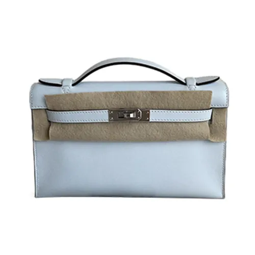 HERMES Mini Kelly Generation 1 Swift Кожа Сумка Kelly Сумка Женская T0 BLEU Brume Туманно-голубой