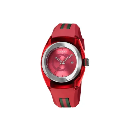 GUCCI Женские часы Кварцевый механизм Резиновый ремешок 31 мм Красный циферблат