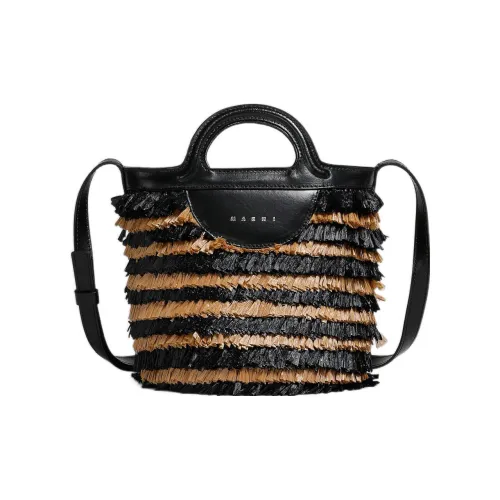 MARNI TROPICALIA Кожа Ведрообразная Сумка Сумка через плечо Мини Сумка Женская Коричневая Черная