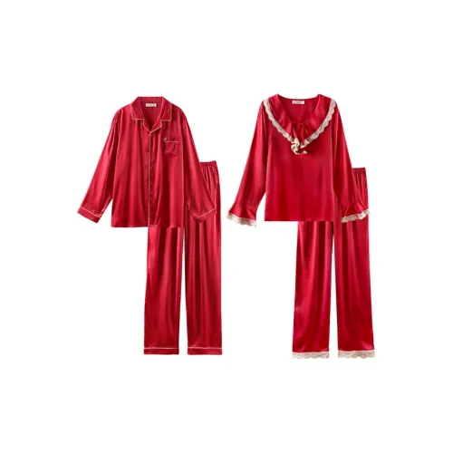 Q'NIANMA Китайский Красный Унисекс Пижамные Комплекты