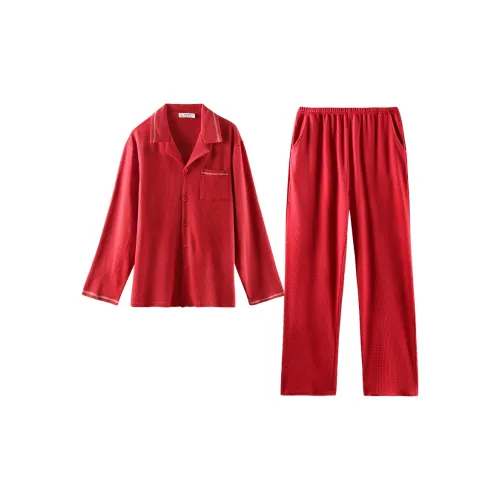 Q'NIANMA Китайский Красный Мужской Пижамный Комплект