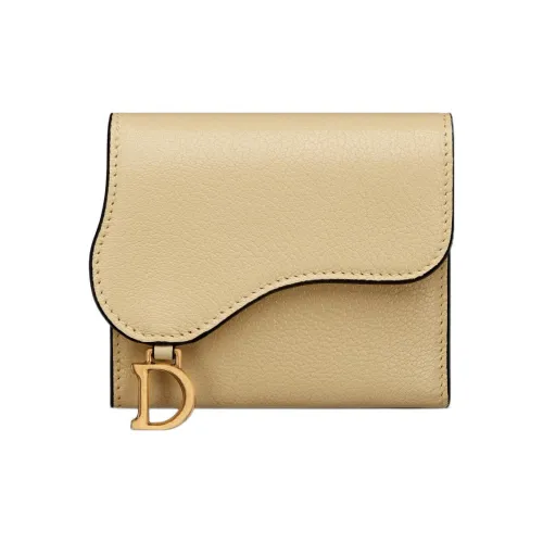 DIOR Saddle Sheepskin Wallet Women's Light Yellow DIOR Седло Овчина Кошелек Женские Светло-желтый