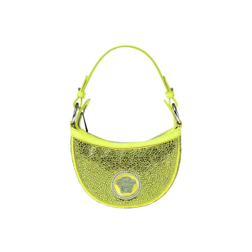 VERSACE Sheepskin Hobo Biker Underarm Bag Shoulder Bag Small Women's Neon