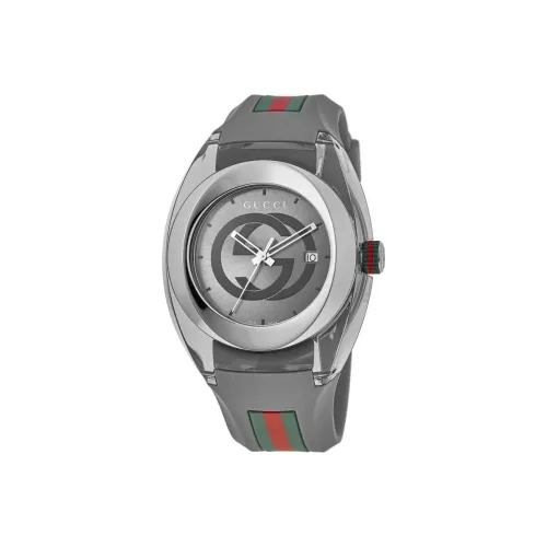 GUCCI Кварцевые часы резиновый ремешок серый циферблат унисекс