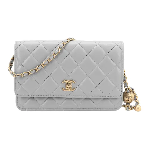 CHANEL Lambskin WOC Сумка через плечо Сумка на цепочке Сумка через плечо Женская Светло-Серый