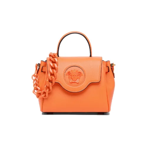 VERSACE La Medusa Сумка через плечо из коровьей кожи маленькая сумка для женщин апельсинового цвета
