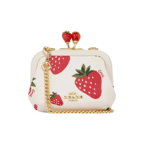 COACH Card Case Кожа Кошелек Картхолдер Женский Белый и Красный